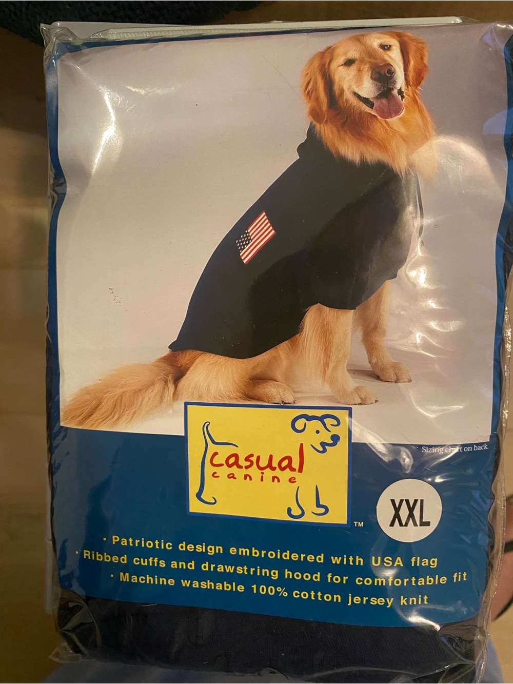 Casual Canine Navy Patriotic Dog Hoodie XXL